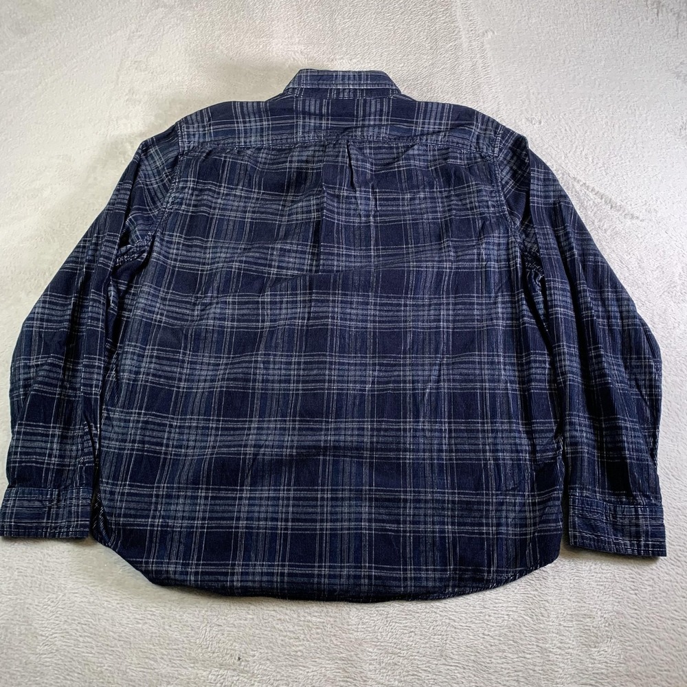 Michael Bastian Shirt Mens 2XL Blue Plaid Corduroy Button Down Long Sleeve FLAW - Picture 12 of 13